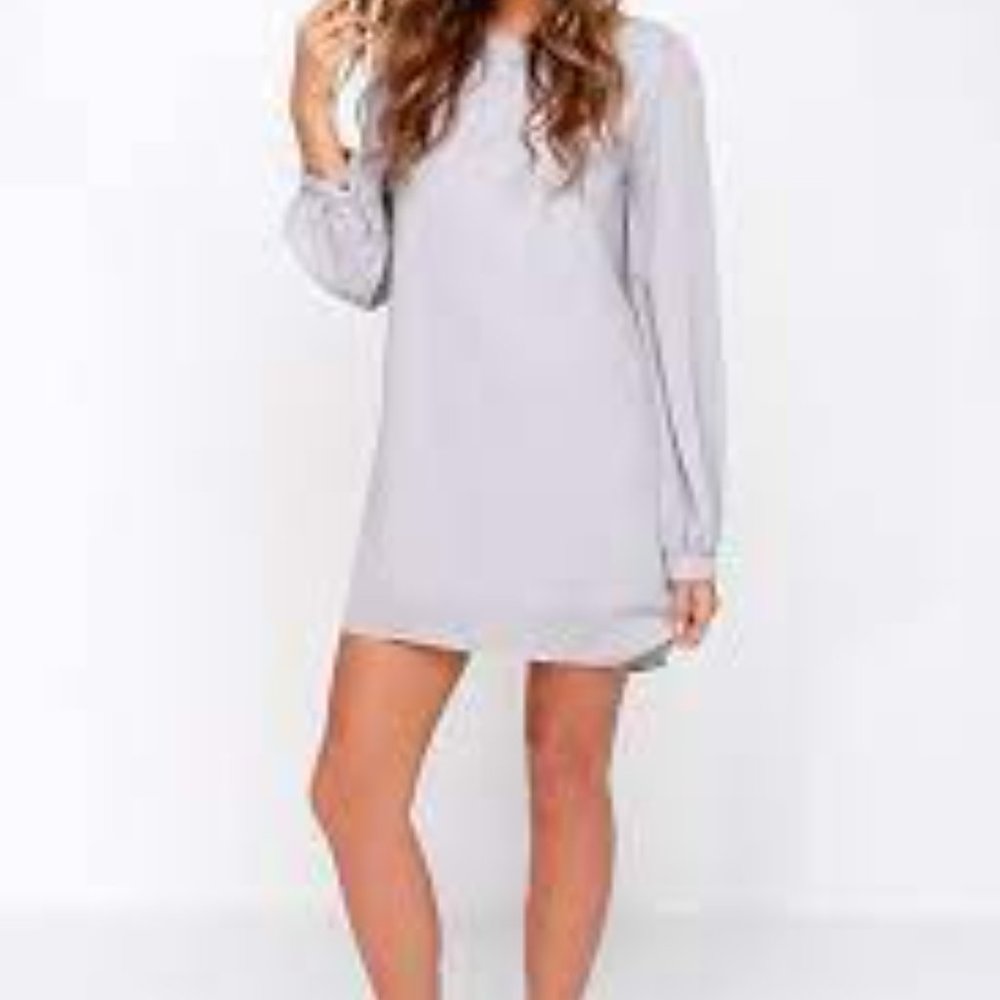Lulu's Status Update Light Grey Shift Dress Size S